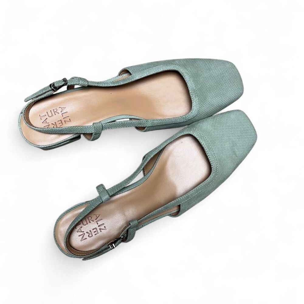 NEW Naturalizer Women's Light Sage Green Square Toe Block Kitten Heel